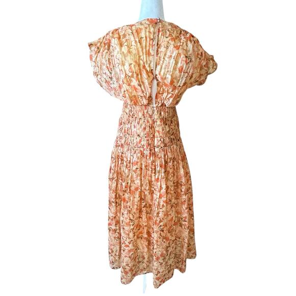 Acler Bicknell Floral Maxi Dress Peach Cotton Size US 2 AU 6 Romantic - Picture 7 of 16